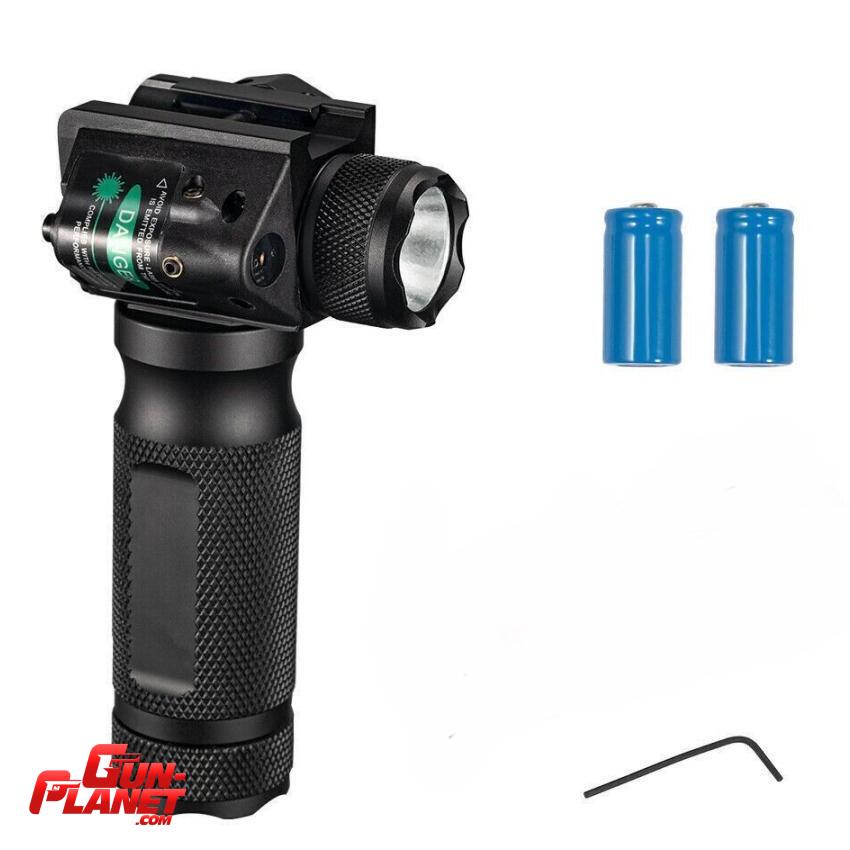 Grip vertical Táctico con Láser Verde y Linterna Aluminio