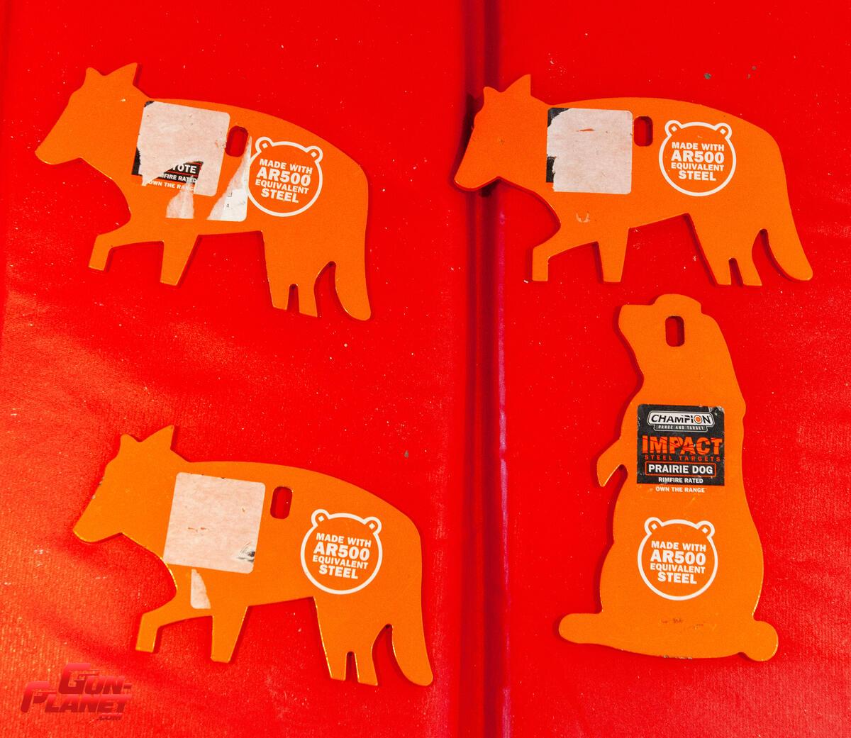 Ar500 1/4" Siluetas De Animales Champion Impact Steel Targets Rimfire Gong 4 Pack